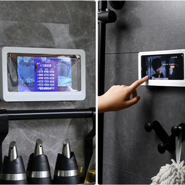 Home Wand Wasserdichte Handy Box Selbstklebende Halterung Touchscreen Badezimmer Shell Dusche Versiegelung Lagerung 240125