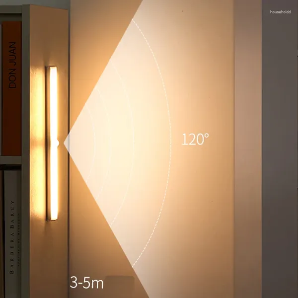 Luci notturne Sensore di movimento Luce Led Wireless USB ricaricabile 25000h Utilizzare la decorazione della lampada per l'illuminazione interna della camera da letto dell'armadio da cucina