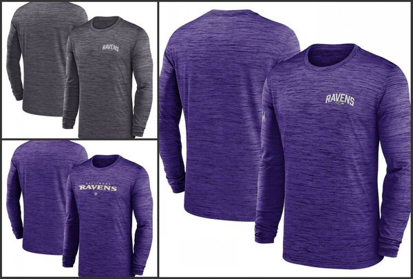 Мужская футболка Baltimore''Ravens''Heather Grey Sideline Team Velocity Performance с длинными рукавами