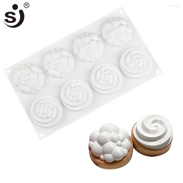 Backformen 8 Mulden Wolke Silikon Kuchen Form Spirale Schokolade Brownie Mousse Form Muffin Gebäck Tablett Französisch Dessert Pan Toolare