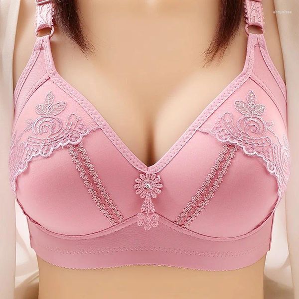 Reggiseni 36-50 D taglie forti pizzo floreale per donna reggiseno intimo senza fili traspirante senza cuciture tinta unita