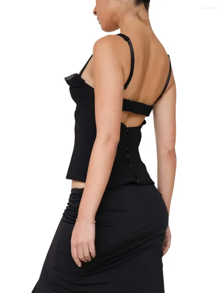 Damen Tanks Frauen Y2K Crop Tank Top Sexy ärmellose Low Cut Sling Weste rückenfrei Tie Up Bustier Ausgehen Tops Streetwear