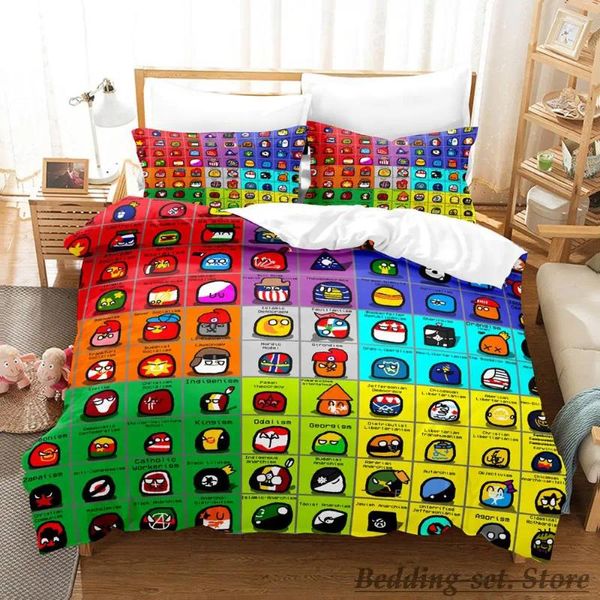 Conjuntos de cama 2024 Countryball Polandballs Set Single Twin Full Queen King Size Cama Aldult Kid Quarto Duvetcover Cartoon