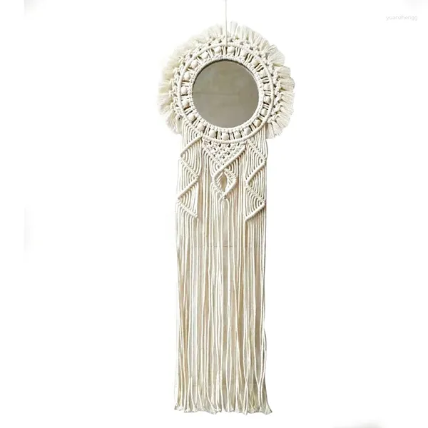 Taquestres Bohemian Macrame pendurado espelho decorativo Mandala Tapeçaria de Mandala para Decoração da sala