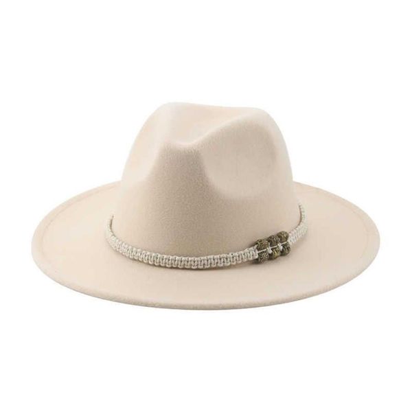 Beanie Kafatası Kapakları Kış Şapkaları Kadınlar İçin Sonbahar Şapka Fedora Felted Adam Şapka Panama Günlük Vintage Western Kovboy Zinciri Geniş Brim 62M 345D