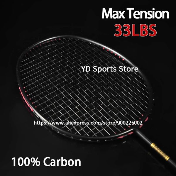 Alta qualidade 4u profissional raquetes de badminton de fibra carbono completo com sacos de corda tipo ofensivo raquetes esportes para adulto 240122