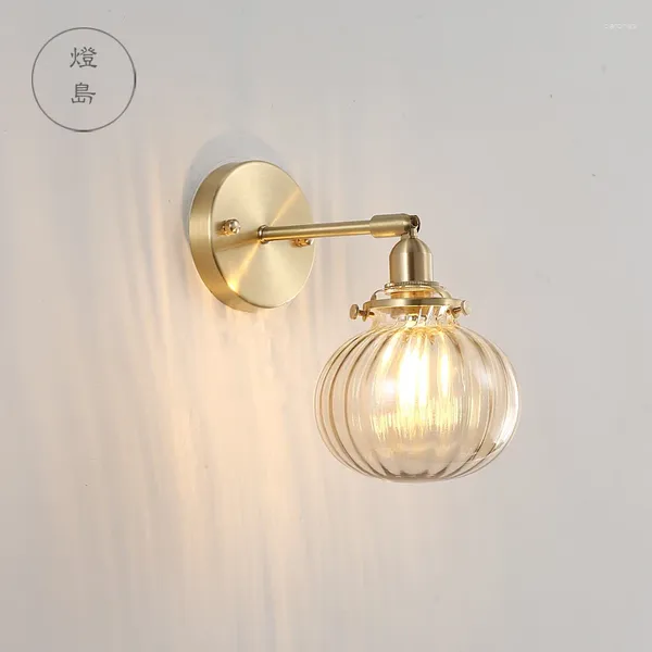Настенный светильник в скандинавском стиле для спальни, прикроватная тумбочка, латунь, современная гостиная, фон для ванной комнаты, стеклянное зеркало в форме тыквы