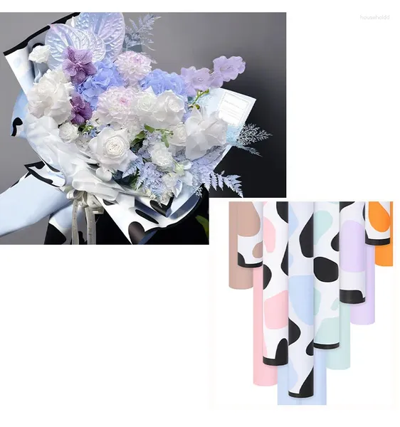 Decorazione per feste 20 pezzi/set carta da regalo impermeabile per fiori modello mucca 58x58 cm bouquet decorazione matrimonio stampa goccia