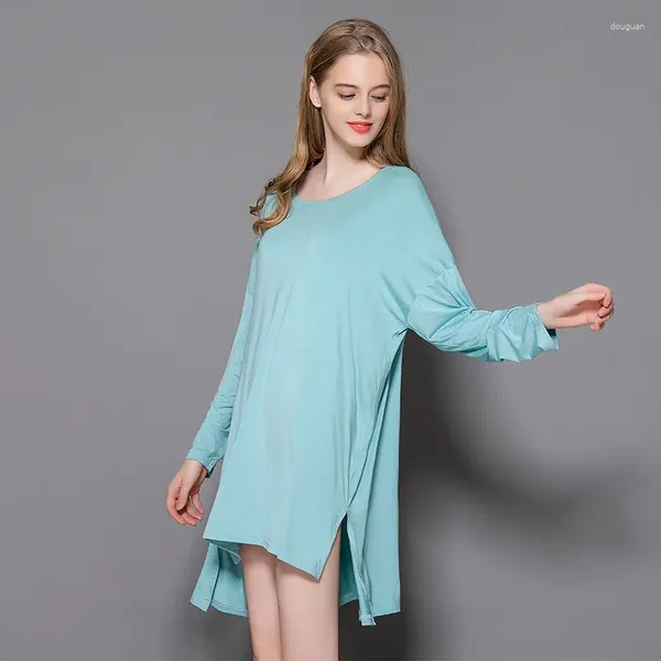 Lässige Kleider 2024 Home Dress Loose Plus Size Langarm-Nachthemd Frühling und Sommer können einen langen Rock tragen.