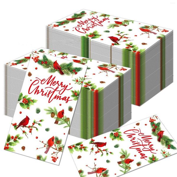 Guardanapo de mesa 100pcs est longo guardanapos de papel de natal 33 44cm pinho agulha cone 2 camadas toalhas descartáveis para 2024 decoração de festa de natal