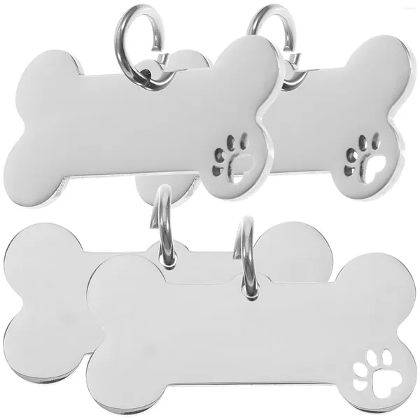 Hundehalsbänder 4 Stück Haustier-ID-Welpen-Tag Blanko-Tags Personalisierte Geschenketiketten Anhänger Edelstahl für Haustiere