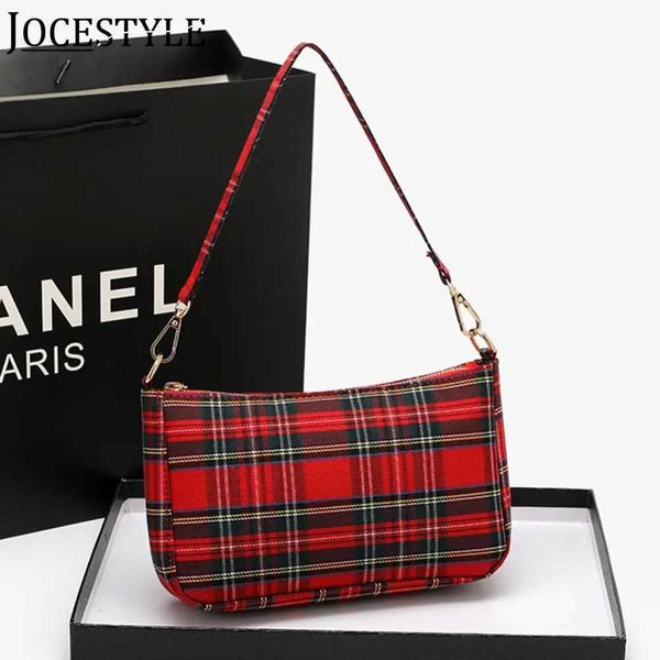 Sacos de noite moda feminina bolsa de ombro punk tartan verificação elegante saco de deslocamento simples xadrez bolsa com 2 alças bolsa