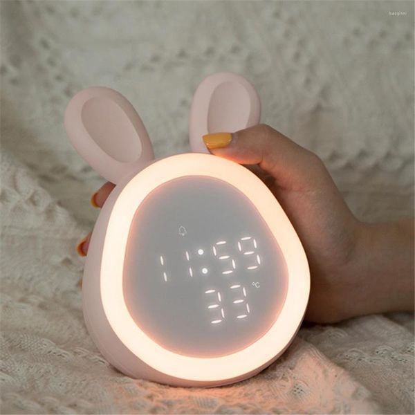 Orologi da tavolo Orologio per bambini Sveglia Ricarica USB Snooze digitale Timer elettronico Luce notturna a LED Orecchie