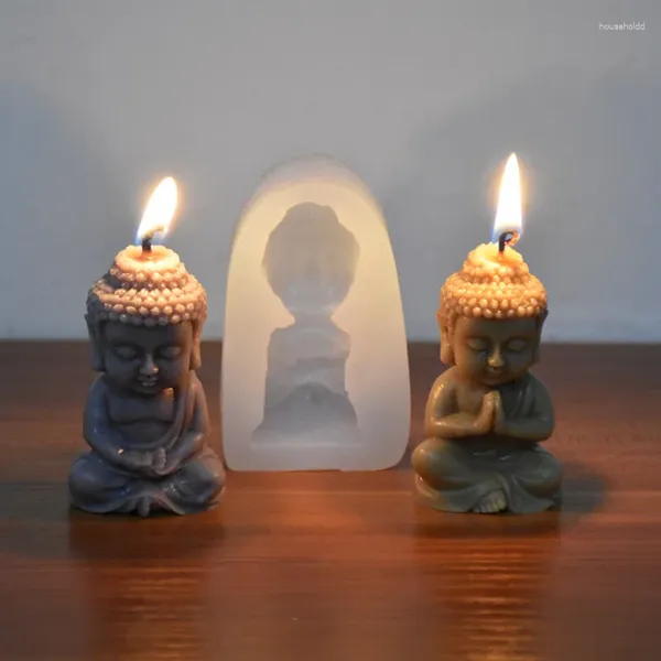 Ferramentas de artesanato meditação buda molde de vela de silicone para diy aromaterapia ornamentos de gesso sabão resina cola epoxy molde artesanato fazendo