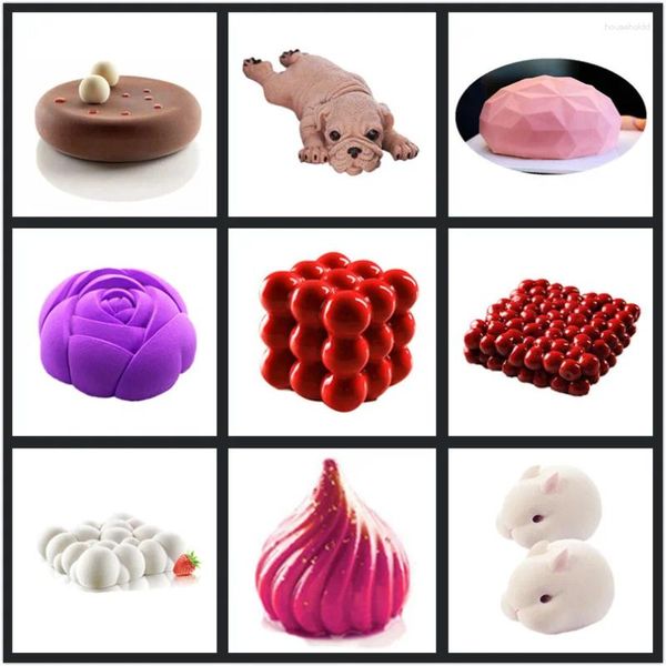 Moldes de cozimento Shenhong Arte Bolo Decoração Molde 3D Moldes de Silicone Ferramentas para Coração Bolos Redondos Chocolate Brownie Mousse Faça Sobremesa Pan