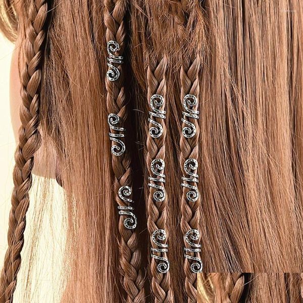 Fermagli per capelli Mollette Fermagli per capelli Dreadlocks alla moda Accessori intrecciati in metallo Stile etnico Spirale Molla a spirale Serpente Treccia Ciondoli Capelli Dhaek