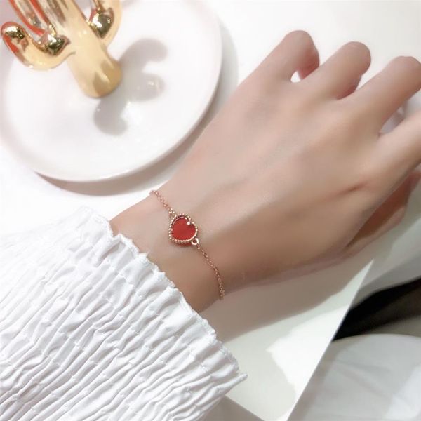 braccialetti con ciondoli a forma di cuore rosso braccialetto delicato braccialetto carino Qualità superiore244o