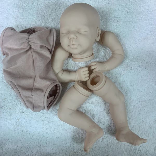 19-Zoll-Reborn-Puppenbausatz, schlafendes Baby Valentina von Elisa, unvollendete, unbemalte Puppenteile mit Stoffkörper, frische Farbe, weicher Griff, 240123