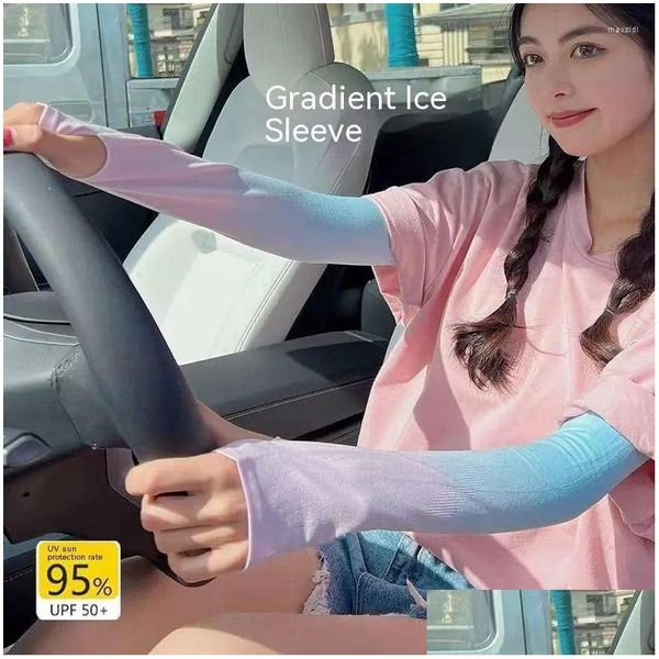 Radfahrenhandschuhe Gradient Ice Sleeves Silk Sunsn für Männer und Frauen im Freien Fahren UV-Schutz Drop Lieferung Sport im Freien Protectiv Otgw0