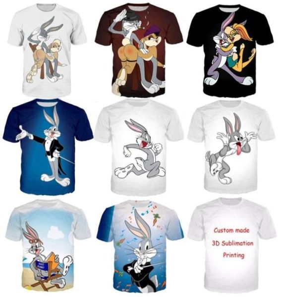 Moda giyim böcek bunny lola tavşan forması şaplak gündelik tshirt kadın erkekler 3d tshirt harajuku t gömlek yaz tarzı tops1586057