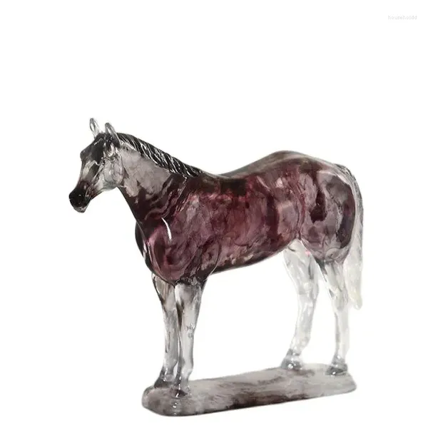 Figurine decorative Cavallo magenta Scultura trasparente Decorazione da scrivania Opere d'arte Ornamenti Statua creativa Artigianato in resina Estetica della stanza