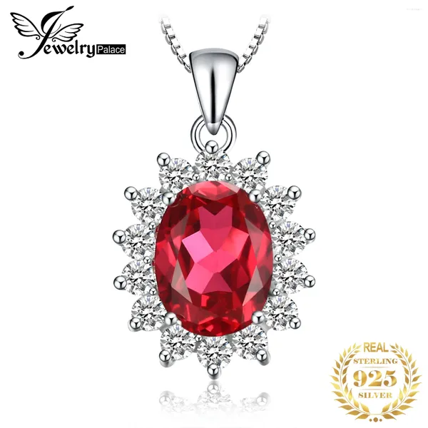 Ciondoli JewelryPalace 2.6ct Creato Collana con ciondolo in argento sterling 925 con rubino rosso per donna Moda Gioielli con pietre preziose alla moda Senza catena