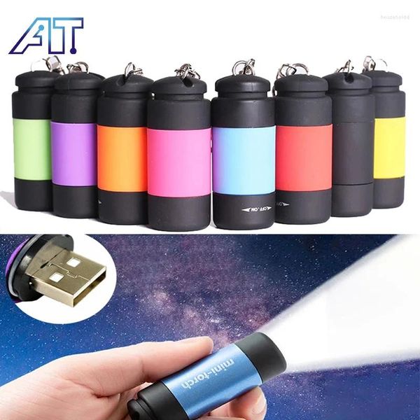 Lanternas Tochas LED Mini Lanterna Chaveiro Tocha Lâmpada Portátil USB Recarregável À Prova D 'Água Pequena UV Caminhadas Camping Lanterna