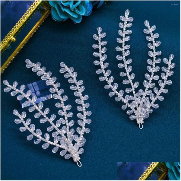 Fermagli per capelli Mollette Fermagli per capelli Perline semplici Strass Pezzo da sposa Accessori da sposa Vite Fatti a mano Colore argento Copricapo da donna J Ot6Hi