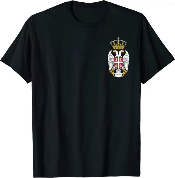 Herren T-Shirts Serbischer Adler Wappen Männer T-Shirt Emblem Serbien Doppelköpfiges T-Shirt Kurzarm Lässiges Baumwoll-O-Ausschnitt-Shirt