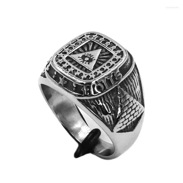 Cluster-Ringe Illuminati-Pyramide Ägyptischer Augenring Edelstahlschmuck Mode Pyramiden von Ägypten Sterne Biker Herren Großhandel SWR0929A