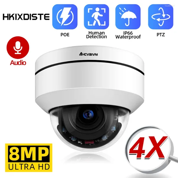 Menschenerkennung 4K CCTV POE Sicherheitskamera 4X Zoom Indoor Outdoor 8MP PTZ IP Dome Videoüberwachungssystem Cam P2P