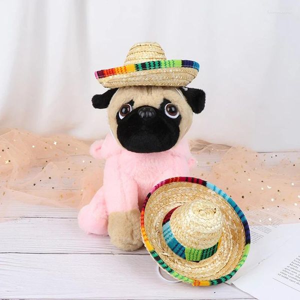 Vestuário para cães Mini Cães de Estimação Chapéu de Palha Sombrero Gato Sol Engraçado Hawaii Beach Party Colorido