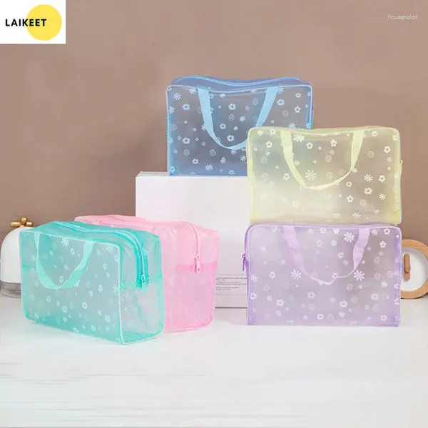 Aufbewahrungstaschen 1 Stück PVC Transparente Kosmetiktasche Klar Make-up für Frauen Mädchen Wasserdichte Reißverschlusstasche Reise Toilettenartikel Schwimmen Handtasche