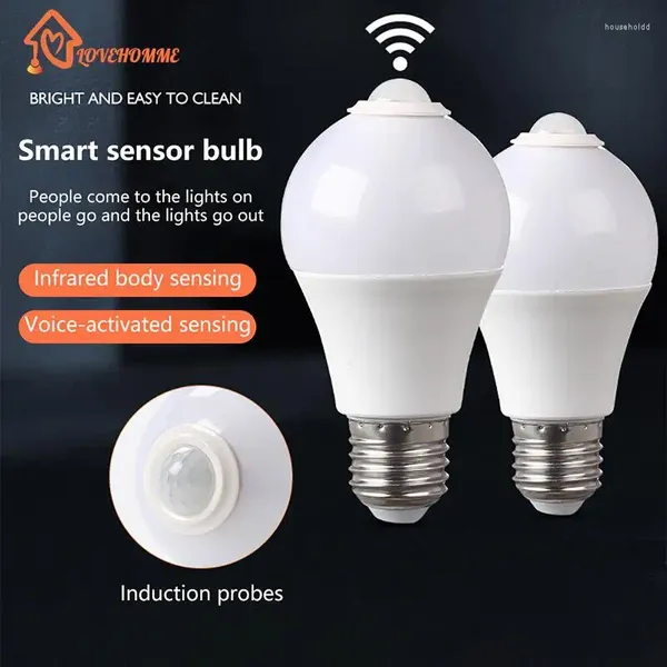 Luci notturne E27 PIR Sensore di movimento Lampada 5W 9W 15W Lampadina LED con rilevatore di luce