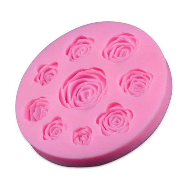 Alta qualidade 3d silicone 8 mina rosas artesanato fondant diy molde de chocolate decoração do bolo doces sabão molde ferramentas de cozimento 302f