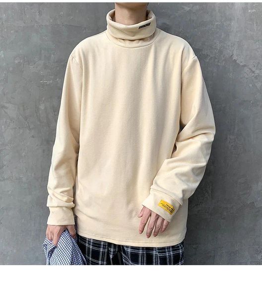 Magliette da uomo uomini oversize oversize nere bianche casual magliette plugne inverno inverno streetwear coreano maglietta a maniche lunghe a maniche lunghe