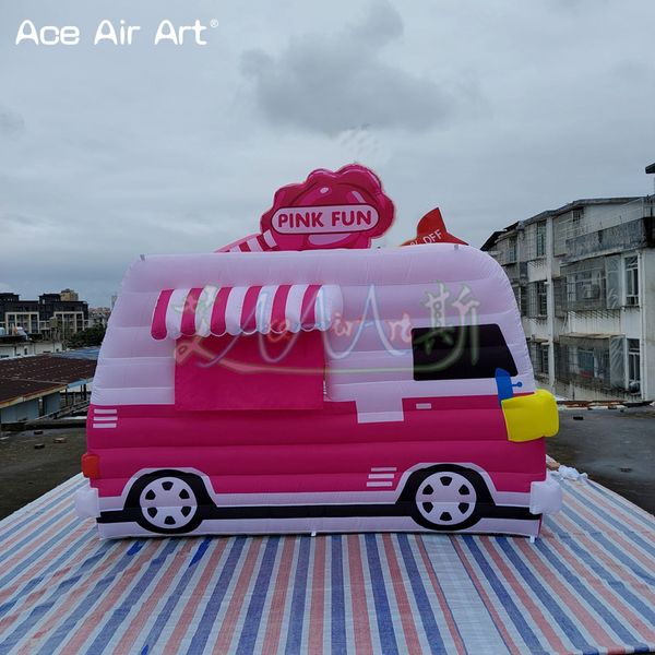 Van de caminhão de sorvete inflável por portátil de 3,6 ml com luzes LEDs infláveis de comida de comida de comida de comida para promoção publicitária para promoção de publicidade