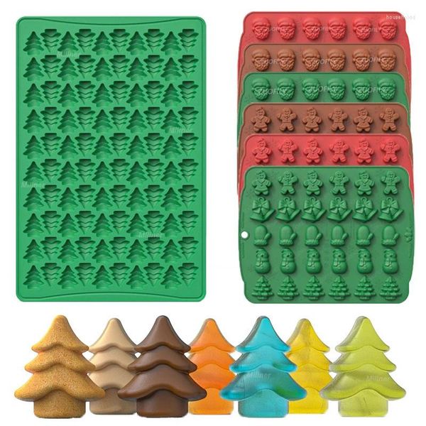 Moldes de cozimento 2024 Natal Silicone Molde de Chocolate Gingerbread Man Xmas Tree Snowman Luvas Gummy Candy Mold Cozinha Party Bolo Ferramenta