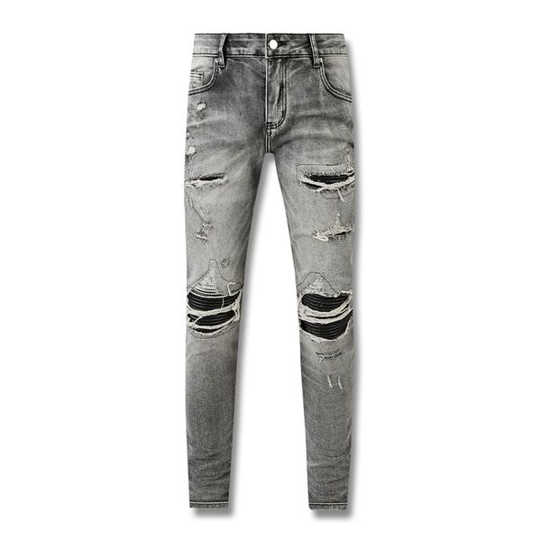 designer Amirs Jeans da uomo jeans viola ksubi jeans High Street Hole Star Patch Uomo donna Amirs stella ricamo denim jeans stretch pantaloni slim fit veri jeans y2