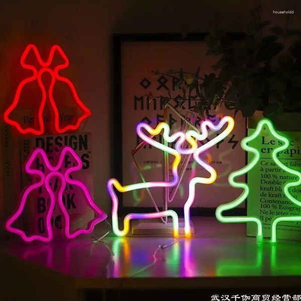 Gece Işıkları Noel Ağacı Neon Işık İşaretleri USB Powered LED Festival Dekorasyon Süsleri Tatil Duvar Dekor