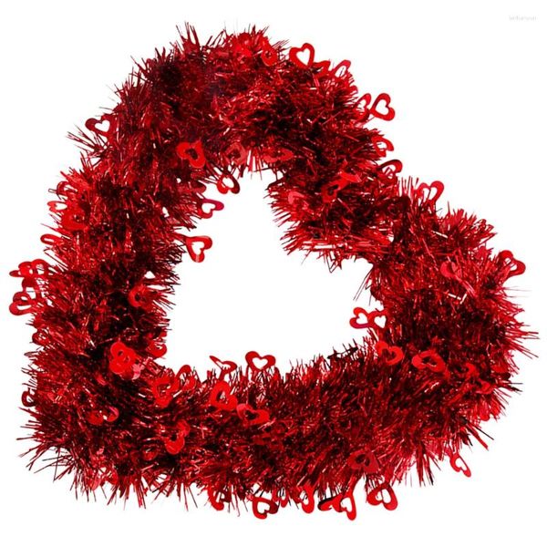 Dekoratif Çiçekler Tatil çelenk sevgilinin süsü dekor tinsel çelenk kalp şeklindeki ön kapı Noel düğün işaret kalpleri asılı