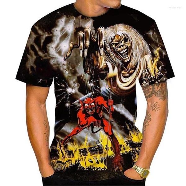 EQ9P Erkek Tişörtleri Erkek Tişörtler 2024 Varış 3D Baskı T-Shirt Müzik Yuvarlak Boyun Kısa Kollu Heavy Metal Moda Sıradan Unisex Top Kid 100-6xl