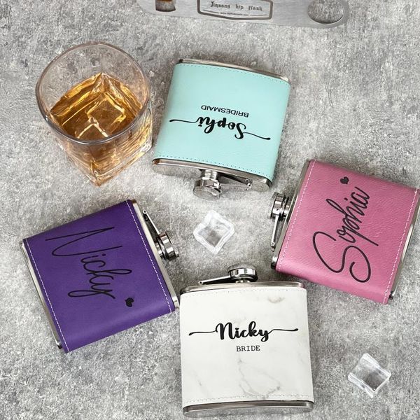 Flachmänner, personalisiertes Weeding-Geschenk, 177 ml, Flachmann mit Namen für die Braut/Brautjungfer