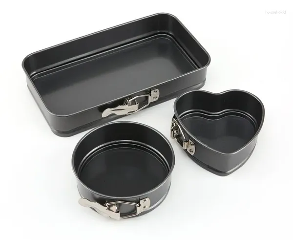 Moldes de cozimento 1/3 pçs bolos moldes quadrado tipo coração mini preto aço carbono bolo pan antiaderente metal assar molde ferramentas de cozinha