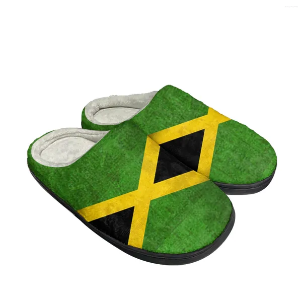 Hausschuhe, jamaikanische Flagge, Baumwolle, individuell, für Herren und Damen, Sandalen, Jamaika, Plüsch, Schlafzimmer, lässig, warm haltende Schuhe, Thermo-Slipper