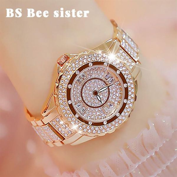 Orologi da donna in cristallo di marca di lusso con diamanti Orologio da donna in oro rosa elegante orologio da polso da donna elegante Montre Femme 2019210u