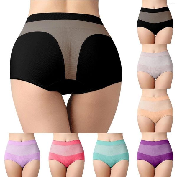 Damen-Höschen, Push-Up-Damen-Baumwolle, hohe Taille, Hüftlift, sexy, hochelastisches Netz, nahtlose Spitze, dreieckige Damen-Unterwäsche in Übergröße