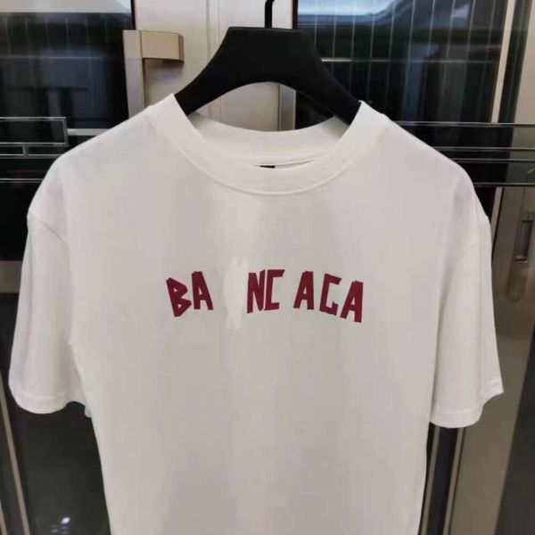 Designer de moda masculina Balencigas clássico 23 Nova barra de fita masculina e feminina coberta camiseta ombro cheio multifuncional casal puro algodão manga curta moda