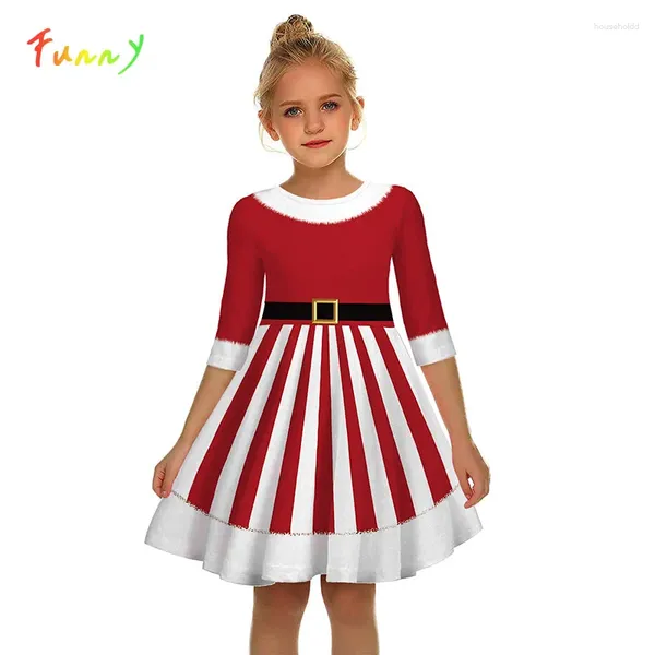 Mädchen Kleider Mädchen Kinder Weihnachten Kleid Teen Halbarm 3D Druck Weihnachten Swing Kleidung Vestidos Kinder Jahr Outfit 8-12 Jahre