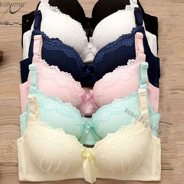 BRAS Moda Teenage Girl Push Up Sutkalı Dantelli Dantelli Yay Teli Ücretsiz Brassiere iç çamaşırı seksi iç çamaşırı BH YQ240203